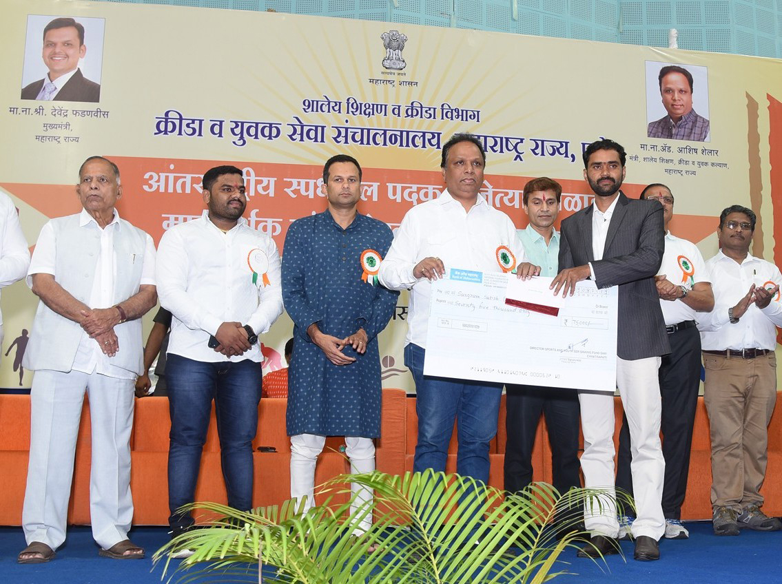 Felicitated by Ministry of youth affairs & Sports Maharashtra Government for preparing International player in Shooting sport